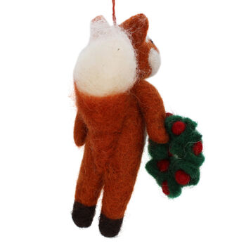 Finley Festive Fox Fair Trade Handmade Christmas Felt, 3 of 5