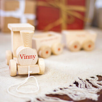 Personalised 1st Christmas Wooden Train Set, 4 of 6