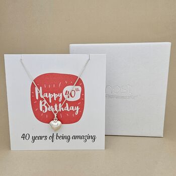 Boxed 40th Birthday Heart Necklace Card, 2 of 3