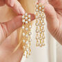 Pearl Gold Plated Silver Chandelier Statement Earrings, thumbnail 3 of 11