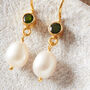Pearl And Emerald Drop Earrings, thumbnail 1 of 11