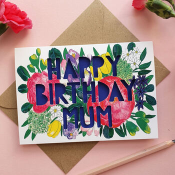 Happy Birthday Mum Floral Paper Cut Card, 3 of 5