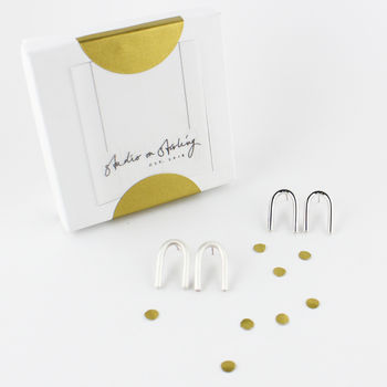 Silver Union Stud Earrings With Love Note, 2 of 5