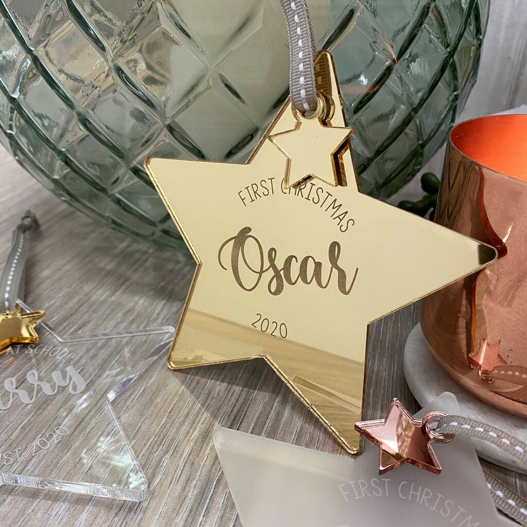 Personalised Gold Star Decoration With Charm By Shindigg Notonthehighstreet Com