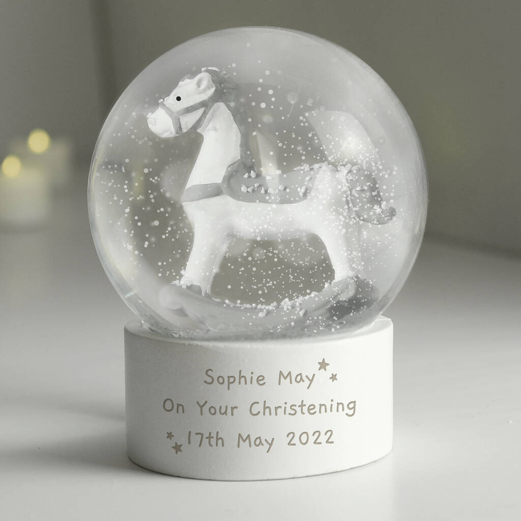 Personalised Rocking Horse Snow Globe By Alice Frederick