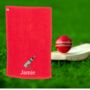 Embroidered Cricket Towel With Name And Carabina, thumbnail 3 of 8