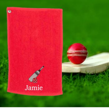 Embroidered Cricket Towel With Name And Carabina, 3 of 8