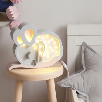 Handmade Wooden Mouse Nursery Lamp, 2 of 5