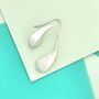 Curved Teardrop Drop Sterling Silver Earrings, thumbnail 2 of 6