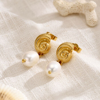 Nautilus And Pearl Shell Stud Earrings, 3 of 5