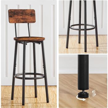 Set Of Two Breakfast Bar Stool Kitchen Chairs Seat, 9 of 9