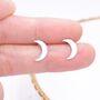 Sterling Silver Crescent Moon Stud Earrings, thumbnail 4 of 9