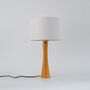 Walnut Wood Table Lamp, Vintage Linen Lampshade Lamp, thumbnail 4 of 10