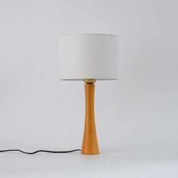 Walnut Wood Table Lamp, Vintage Linen Lampshade Lamp, 4 of 10