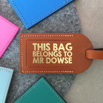 Leather Luggage Tag With Metallic Print, 2 of 9