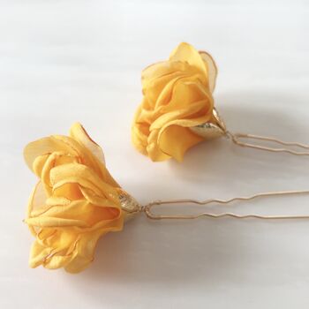 Yellow Flower Hair Pin Set, 2 of 5