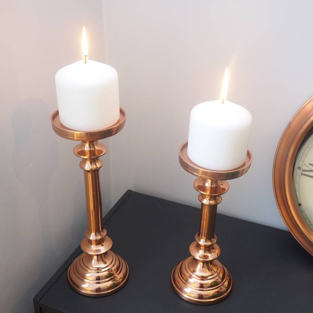 Rose Gold Candle Holder Two Sizes By Za Za Homes