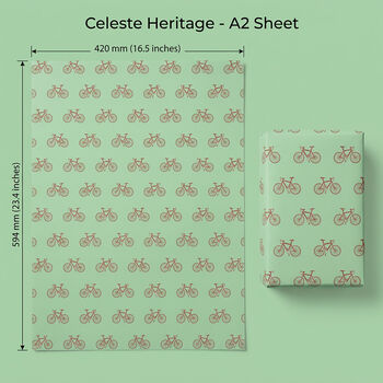 Celeste Heritage | Cycling Wrapping Paper | Wrapping Paper With Bicycle Motifs, 3 of 4