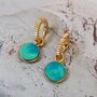 Circle Turquoise December Birthstone Earrings, Gold, thumbnail 5 of 6