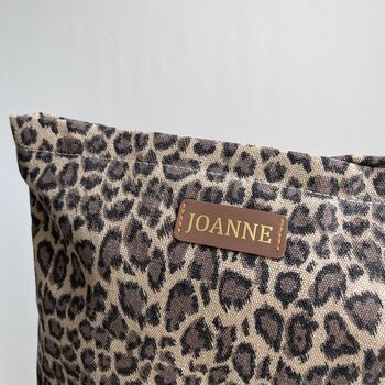 Personalised Leopard Print Makeup Clutch Bag, 6 of 8