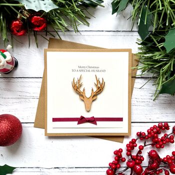 Handmade Stag Christmas Card For Him, 6 of 6