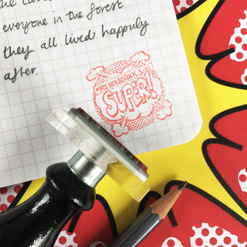 Personalised Pop Art Teacher Stamp + Ink Pad, 3 of 3