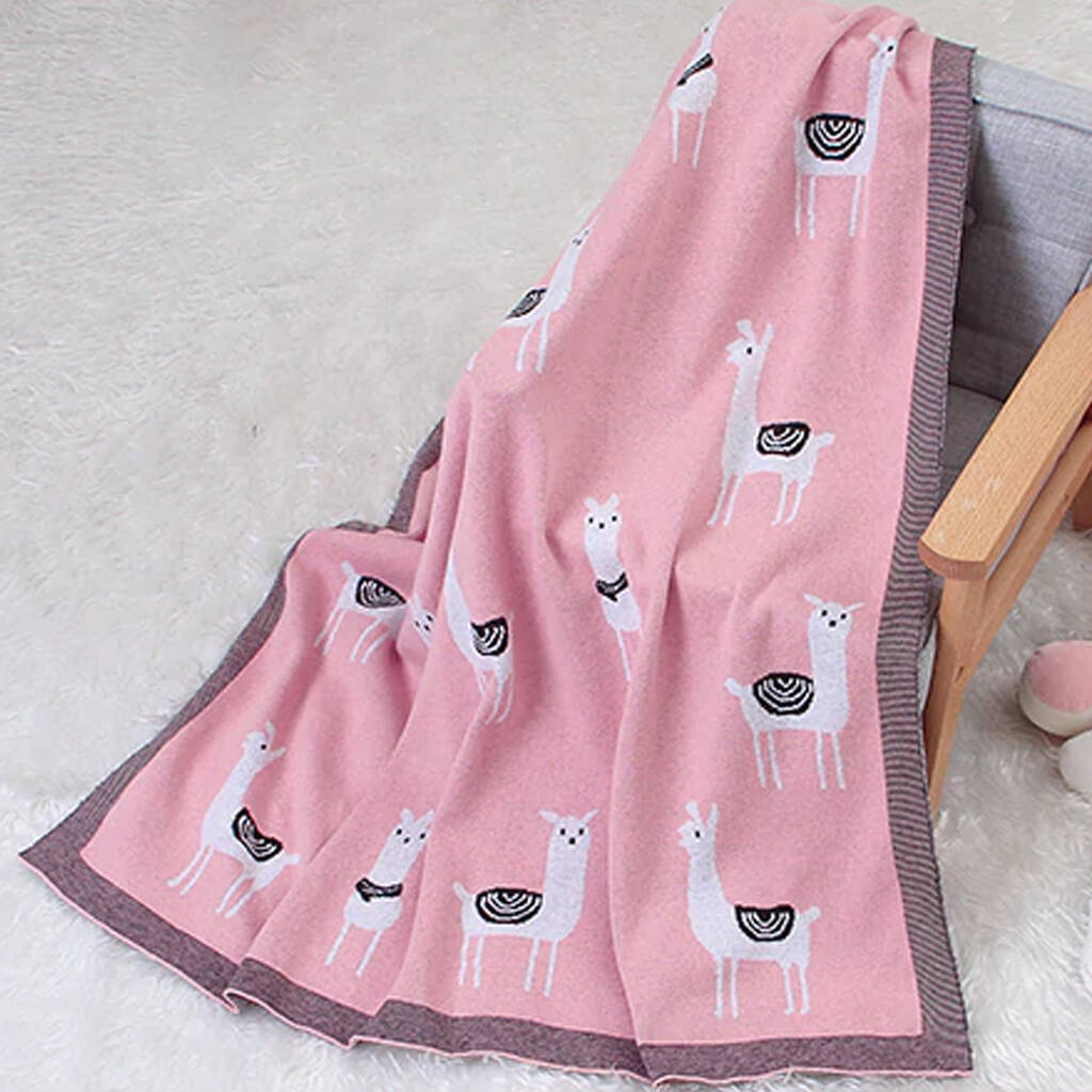 Llama Knitted Cotton Baby Blanket By Hayley & Co