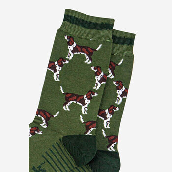 Cocker Spaniel Dogs Men's Bamboo Socks Green, 3 of 4