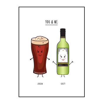 'You And Me' Personalised Drinks Print, 11 of 11