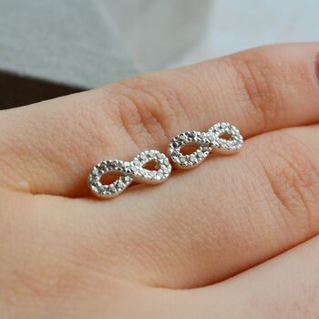 Silver Cz Infinity Earrings, Tied Together Friends Forever, 2 of 5