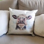 Delilah Moo Soft Touch Linen Cushion, thumbnail 1 of 3