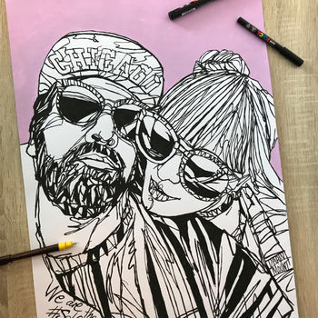Personalised Hand Drawn 'Couple' Portrait, 2 of 6