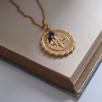 Compass Grande With Lapis Necklace In Silver Or Gold, 7 of 7