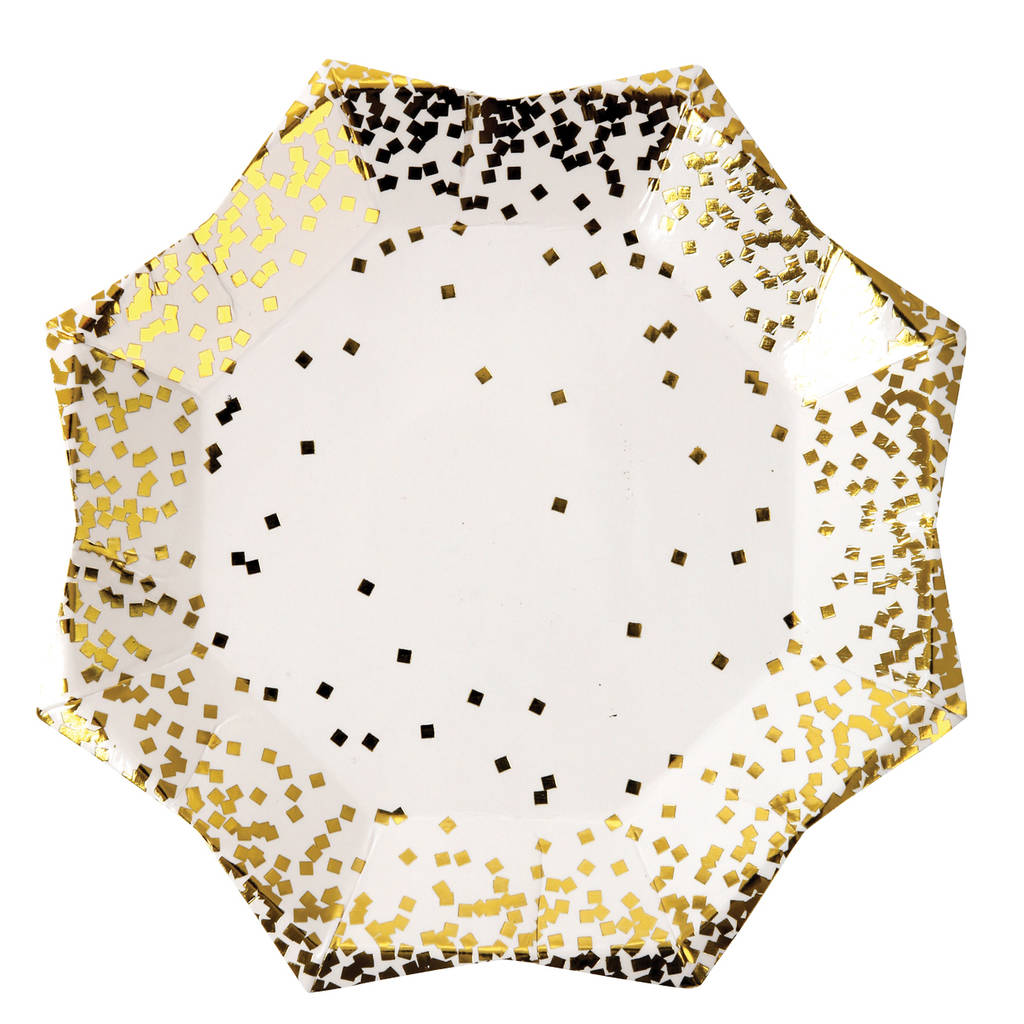 Gold Foil Confetti Paper Party Plates