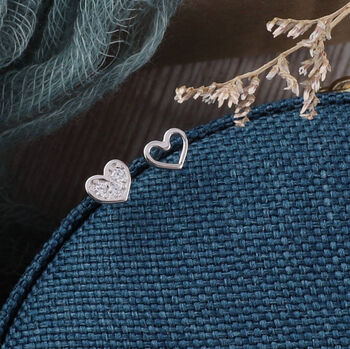 'Thank You' Sterling Silver Asymmetric Heart Earrings, 5 of 6