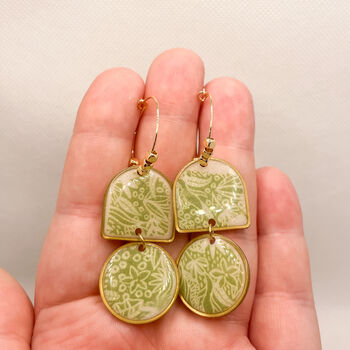 Green Botanical Statement Hoop Earrings For Her, 4 of 12