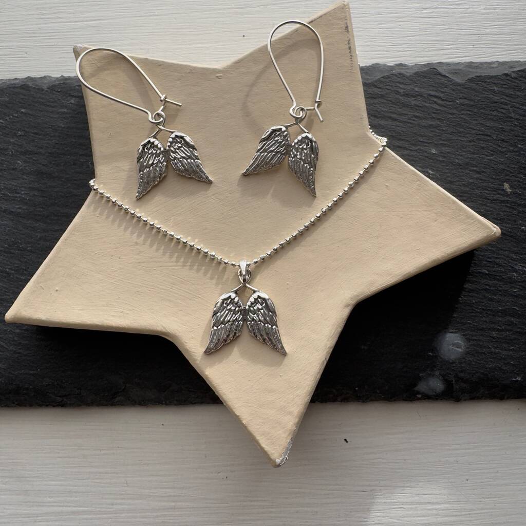 Angel Wing Necklace With Earrings Set, 1 of 3