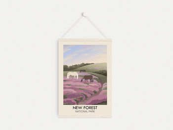 New Forest National Park Travel Poster Art Print, 6 of 8