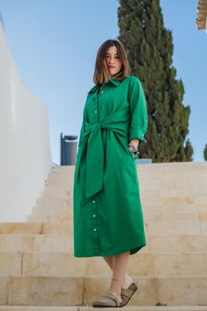 Jade Front Knot Cotton Office Or Day Dress, 6 of 8