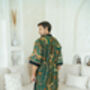 Men's Batik Kimono Robe In Green, thumbnail 5 of 7