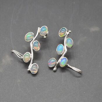 Fire Opal Silver Earrings: October Birthstone, 5 of 7