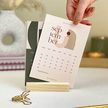 2024 Desk Calendar With Refillable Cards And Wood Stand, 7 of 9