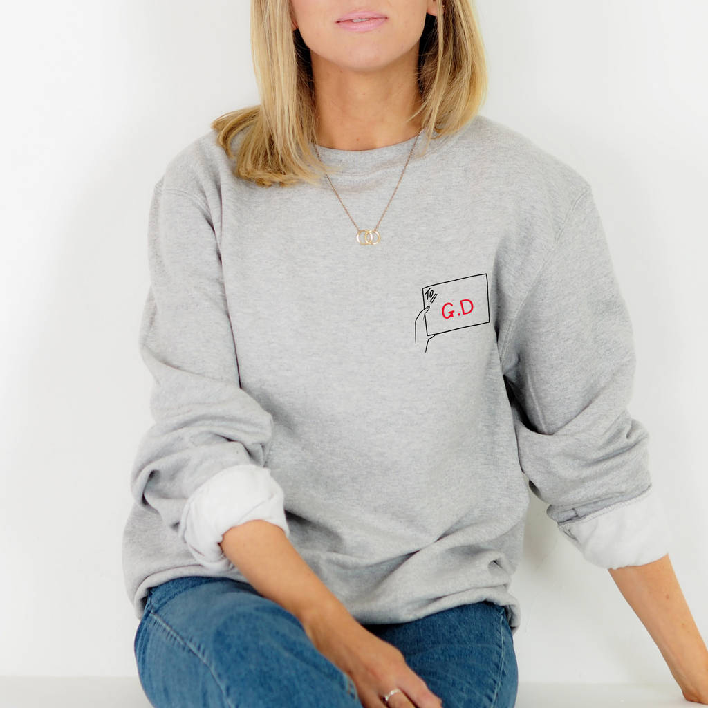 Embroidered 'Love Letter' Monogram Sweater By Rock On Ruby