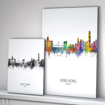 Hong Kong Skyline Portrait Print And Box Canvas, 2 of 5
