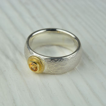 Silver And Gold Mandarin Garnet Ring, 3 of 4