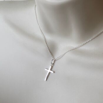 Sterling Silver Plain Cross Necklace, 3 of 3