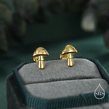Cute Mushroom Stud Earrings In Sterling Silver, 5 of 12