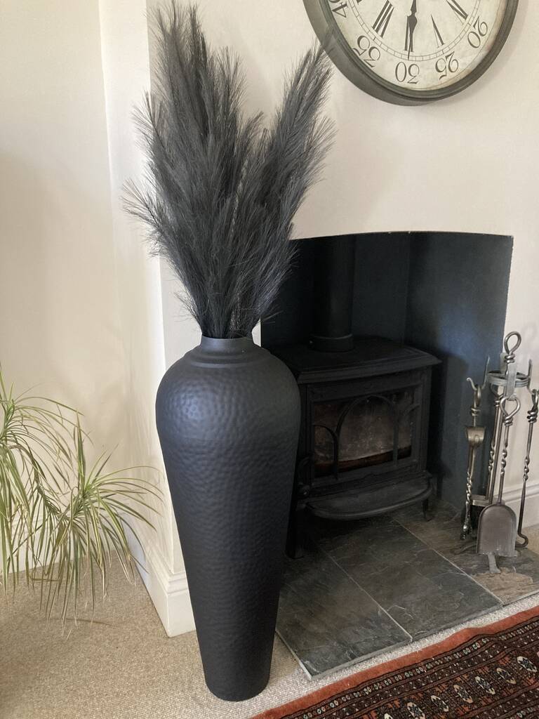 Large Black Metal Floor Vase 80cm Ornament Home Decor, 1 of 9