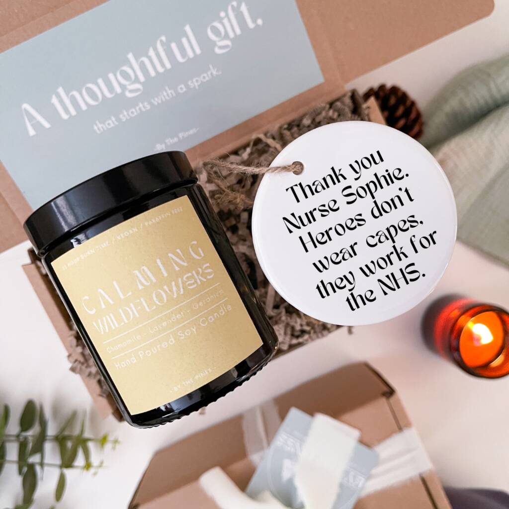 Personalised Nhs Worker Appreciation Candle Gift Set By By The Pines