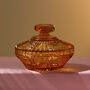 Vintage Glass Mid Century Art Deco Trinket Pot Amber, thumbnail 2 of 4